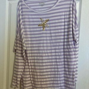 Lilly Pulitzer Lavender and White Striped Top with Starfish Detail